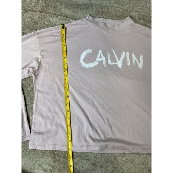 Calvin Klein Performance Brushed Logo Long Sleeve TShirt Crop Pink Top Large - Picture 5 of 12